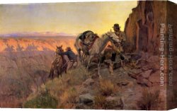 It Was to Be a Lasso Duel to The Death Canvas Paintings - When Shadows Hint Death by Charles Marion Russell