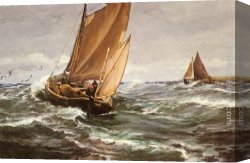 Wind Canvas Paintings - In Spite of Wind and Weather by Charles Napier Hemy