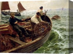 Departure of Ulysses From The Land of The Feaci Canvas Paintings - Lands End Crabbers by Charles Napier Hemy