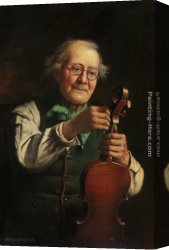 Charles Spencelayh Canvas Paintings - A Broken String by Charles Spencelayh