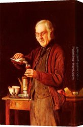 Charles Spencelayh Canvas Paintings - A Good Tonic by Charles Spencelayh