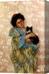 Charles Spencelayh Canvas Paintings - A Japanese Beauty by Charles Spencelayh