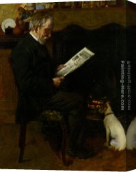 Charles Spencelayh Canvas Paintings - Daily Graphic by Charles Spencelayh