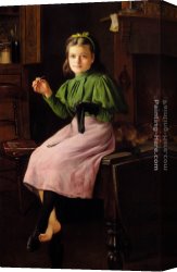 Charles Spencelayh Canvas Paintings - Darning Socks by Charles Spencelayh