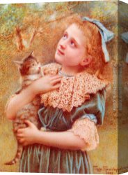 Charles Spencelayh Canvas Paintings - Kitty Spencelayh by Charles Spencelayh