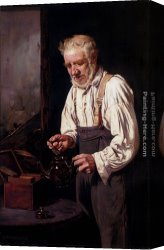 Charles Spencelayh Canvas Paintings - Making The Tea by Charles Spencelayh