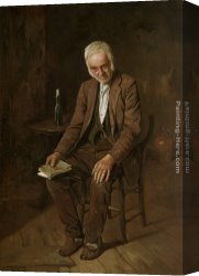 Charles Spencelayh Canvas Paintings - Meditation - Rent Day by Charles Spencelayh
