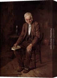 Charles Spencelayh Canvas Paintings - Meditation, Rent Day by Charles Spencelayh
