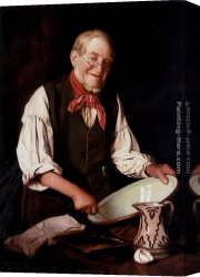 Charles Spencelayh Canvas Paintings - Mixing The Pudding by Charles Spencelayh
