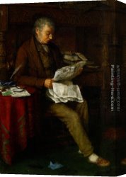 Charles Spencelayh Canvas Paintings - Reading the Standard by Charles Spencelayh