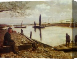Charles Spencelayh Canvas Paintings - Snodland Ferry Kent by Charles Spencelayh