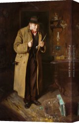 Charles Spencelayh Canvas Paintings - That Damned Cat by Charles Spencelayh