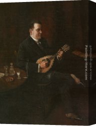 Charles Spencelayh Canvas Paintings - The Mandolin Player by Charles Spencelayh