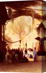 Place Canvas Paintings - A Market Place, Cairo by Charles Theodore Frere