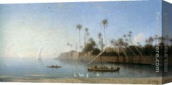 Frere Canvas Paintings - A view of Beni Souef, Egypt by Charles Theodore Frere