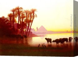 Frere Canvas Paintings - Along The Nile by Charles Theodore Frere