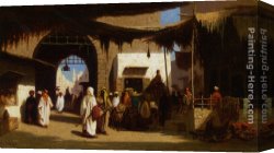 Frere Canvas Paintings - Dans la ruell, Beruit by Charles Theodore Frere