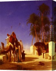 Frere Canvas Paintings - Les Chameliers Buvant Le The by Charles Theodore Frere