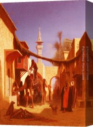 Frere Canvas Paintings - Street In Damascus and Street In Cairo A Pair of Painting (Pic 2) by Charles Theodore Frere