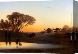 Frere Canvas Paintings - Sunset On The Nile by Charles Theodore Frere