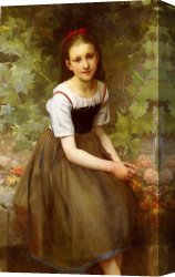 Victor Canvas Paintings - Une Jeune Fille Aux Fleurs by Charles Victor Thirion