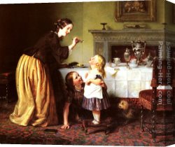 Sunny Breakfast Canvas Paintings - Breakfast Time - Morning Games by Charles West Cope