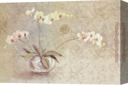 Cheri Canvas Paintings - Orchids in a Porcelain Bowl by Cheri Blum