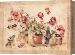 Cheri Canvas Paintings - Potted Roses I by Cheri Blum