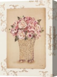 Cheri Canvas Paintings - Roses in a Painted Vase I by Cheri Blum