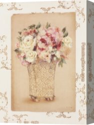 Cheri Canvas Paintings - Roses in a Painted Vase II by Cheri Blum