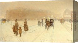 Childe Canvas Paintings - A City Fairyland by childe hassam