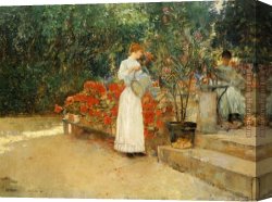 Sunny Breakfast Canvas Paintings - After Breakfast by childe hassam