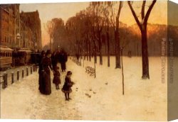 Childe Canvas Paintings - Boston Common at Twilight by childe hassam