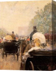 Childe Canvas Paintings - Carriage Parade by childe hassam