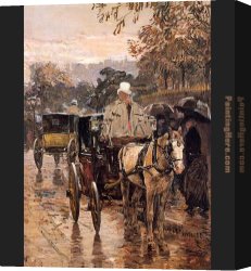 Bonaparte Canvas Paintings - Fiacre Rue Bonaparte by childe hassam