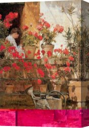 Childe Canvas Paintings - Geraniums by childe hassam