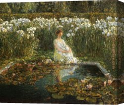 Childe Canvas Paintings - Lilies by childe hassam
