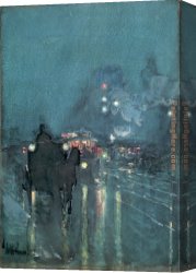 Arabs Crossing The Desert Canvas Paintings - Nocturne Railway Crossing Chicago by childe hassam