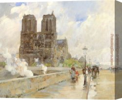 April in Paris Canvas Paintings - Notre Dame Cathedral Paris by childe hassam