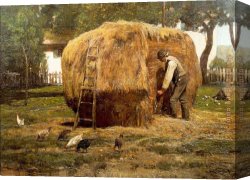 Childe Canvas Paintings - The Barnyard by childe hassam