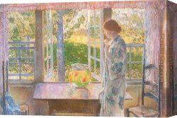 The Open Window Canvas Paintings - The Goldfish Window by childe hassam