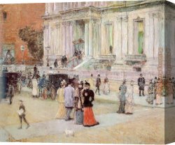Childe Canvas Paintings - The Manhattan Club by childe hassam