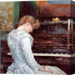 Piano Canvas Paintings - The Sonata by childe hassam