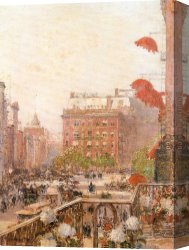 Childe Canvas Paintings - View of Broadway and Fifth Avenue by childe hassam