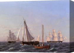 Wilhelm Canvas Paintings - Sailing Ships by Christoffer Wilhelm Eckersberg