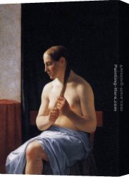 Wilhelm Canvas Paintings - Seated Nude Model by Christoffer Wilhelm Eckersberg