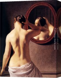 Standing Canvas Paintings - Woman Standing In Front Of A Mirror by Christoffer Wilhelm Eckersberg