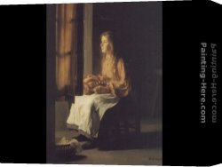 Claude-joseph Canvas Paintings - La Denteliere by Claude Joseph Bail