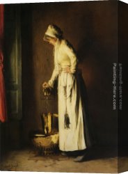 Claude-joseph Canvas Paintings - Les Taches Quotidiennes by Claude Joseph Bail