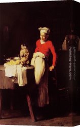 A Spaniel And a Pug Canvas Paintings - The Cook and the Pug by Claude Joseph Bail